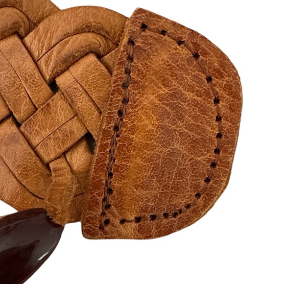 Moroccan Brown Braided Leather Belt with Brass Buckle - Picture 5 of 5